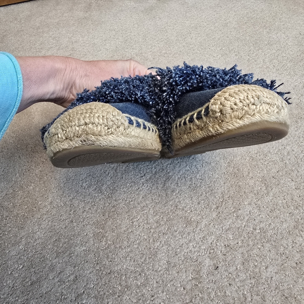 Tory Burch Navy Blue Denim Shaw Fringe Espadrille Flats Size 7.5 - Picture 7 of 12